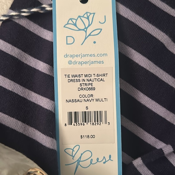 Draper James Nautical Stripe Midi Dress Small NEW - Picture 2 of 2